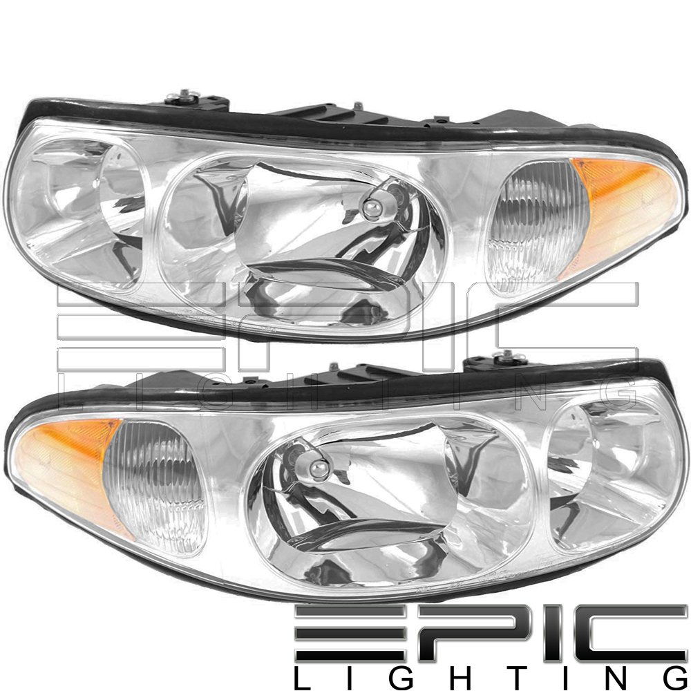 Left Right Sides Pair Fluted Headlamps for 2000-2005 BUICK LESABRE